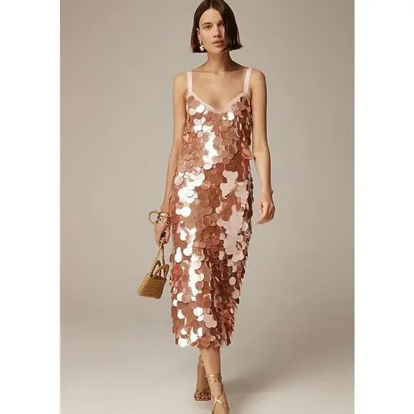 J. Crew | Dresses | Nwt Jcrew Collection Circlesequin Midi Dress Peachy Pink  Size | Poshmark